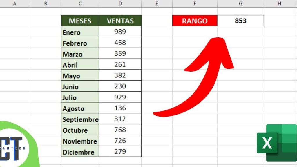 calcula el rango en excel con esta formula simple