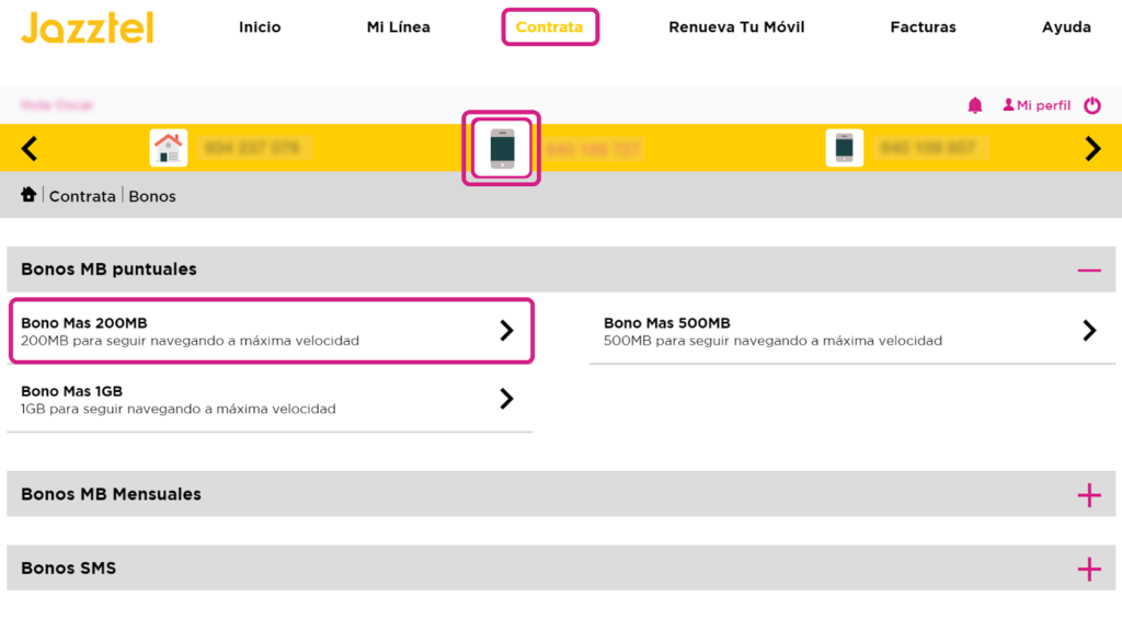 como consultar datos disponibles en jazztel