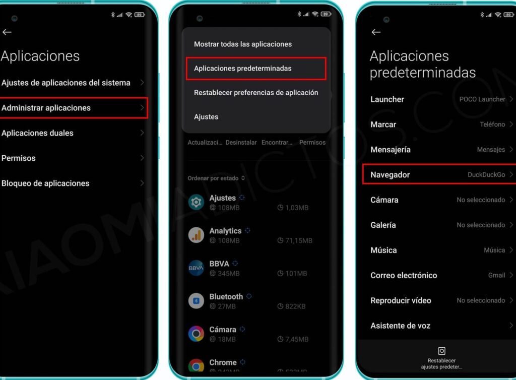 como establecer un navegador predeterminado en un xiaomi