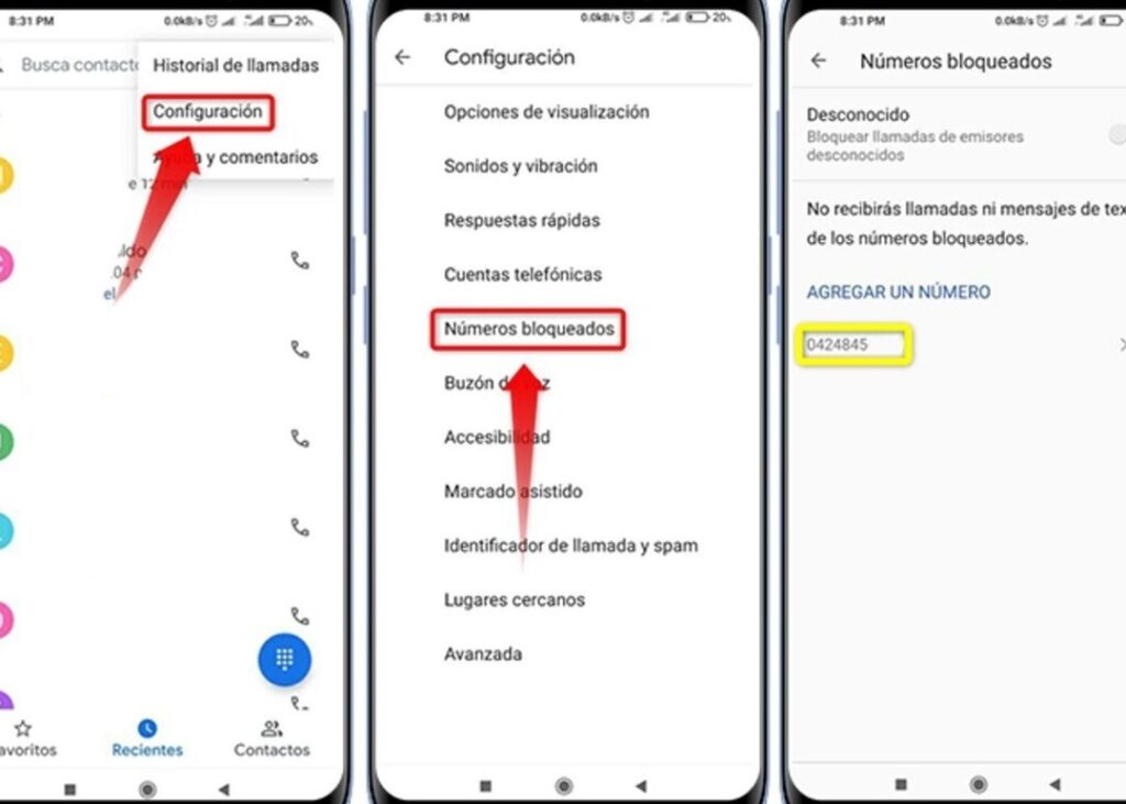 como puedo llamar a un numero bloqueado en un dispositivo android