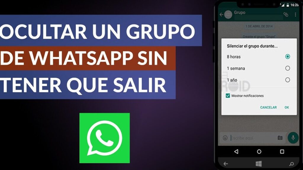 como puedo ocultar un grupo de whatsapp sin salir de el