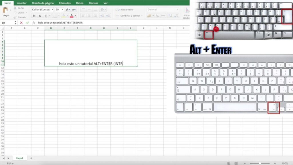 como puedo usar la tecla enter en la misma columna en excel