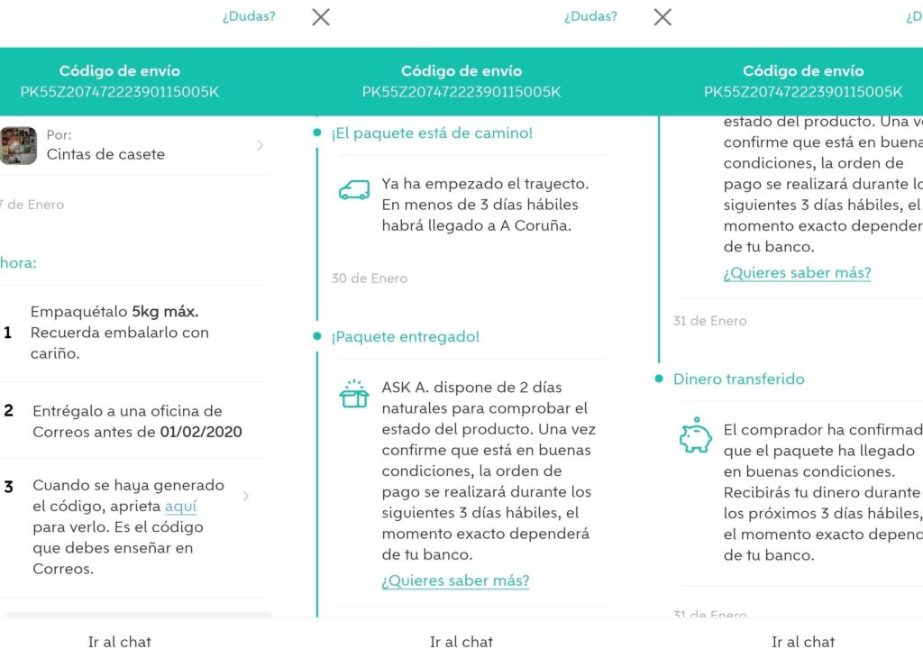 como se realizan los envios en wallapop