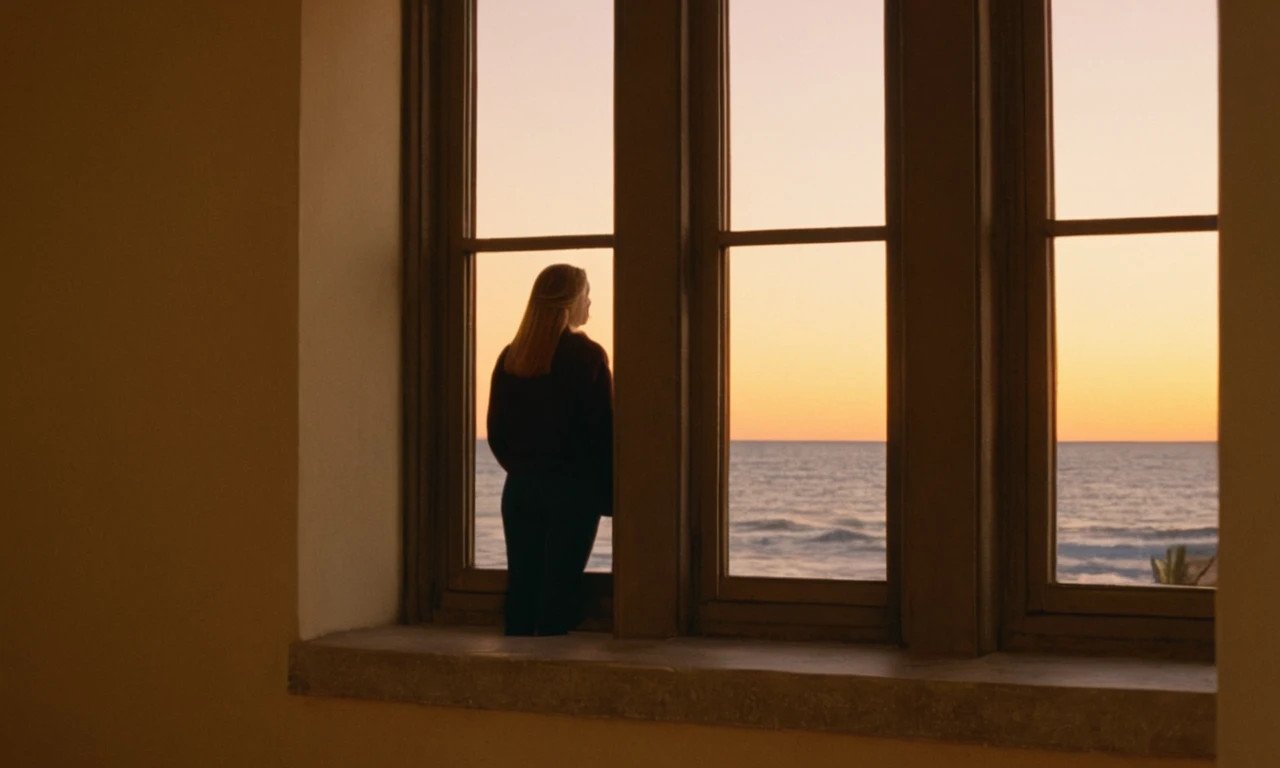 Una persona mirando a un interés lejano del amor a través de una ventana o desde lejos.