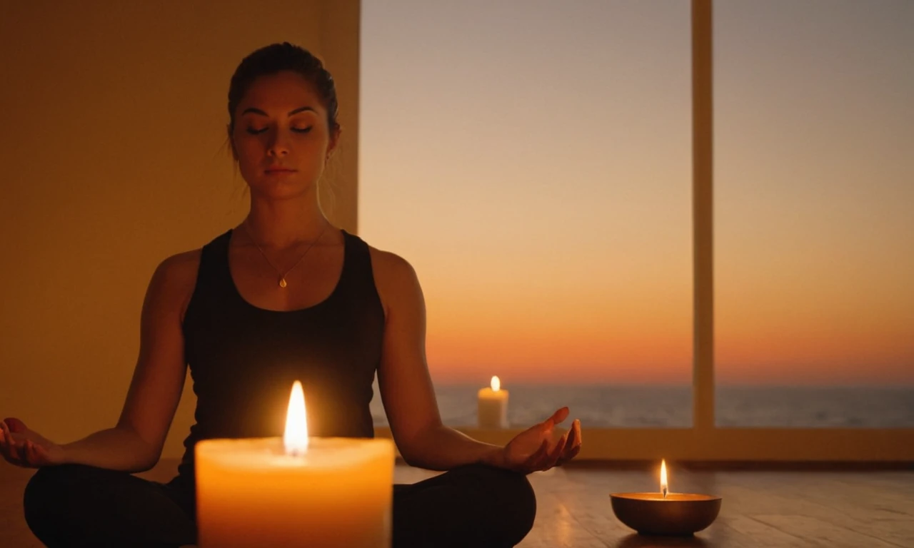 Una persona meditando frente a una vela, simbolizando el amor propio.