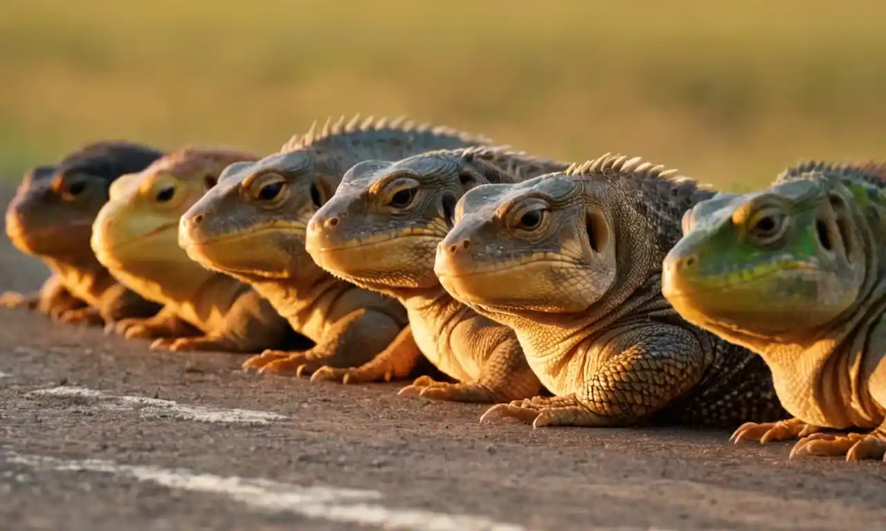 Un grupo de animales vertebrados (mamíferos, aves, reptiles) dispuestos en filas.