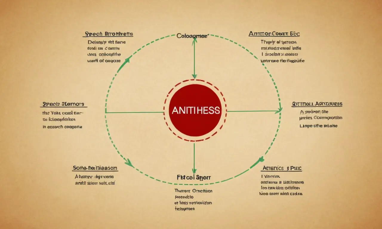 Un diagrama retórico que muestra el concepto de antítesis en el habla y la escritura.