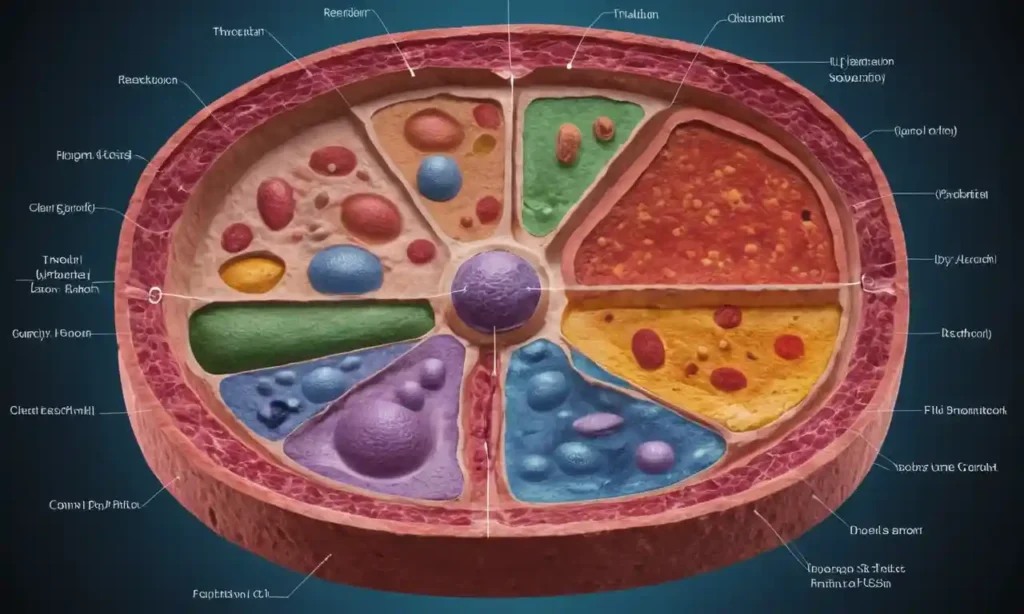 Un diagrama que muestra la estructura de una célula animal con componentes etiquetados.