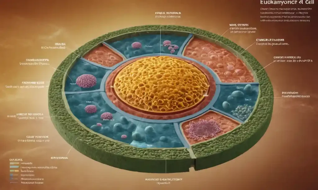 Un diagrama que muestra la estructura y los componentes de una célula eucariota.