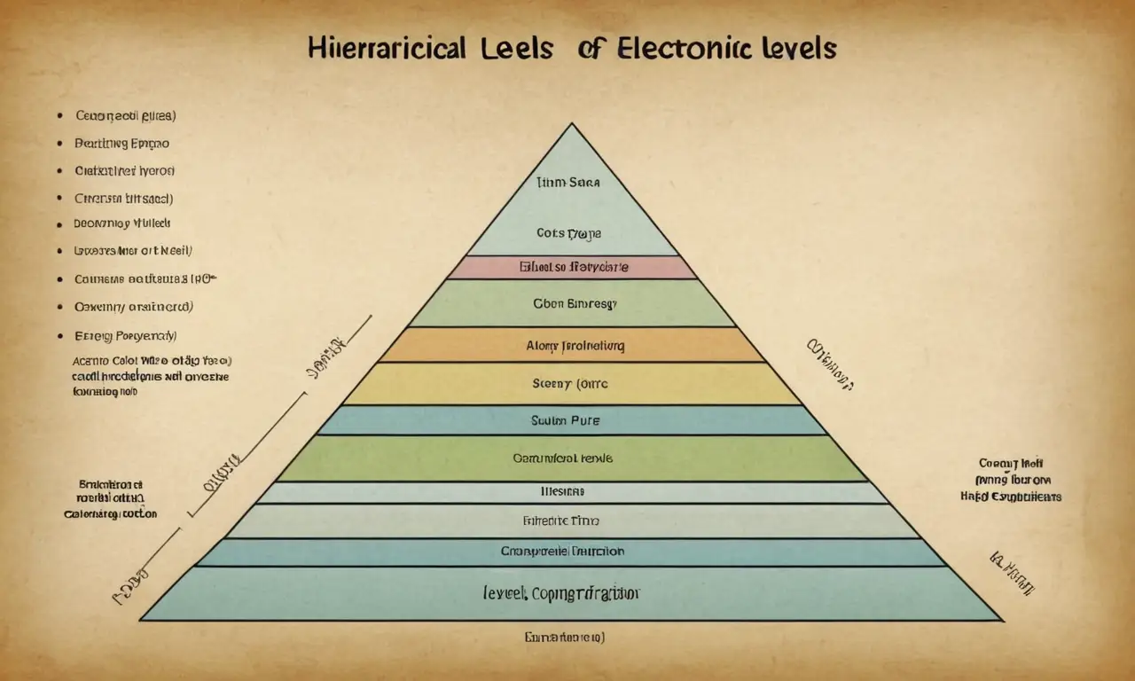 Un diagrama que muestra niveles jerárquicos de energía de configuración electrónica.