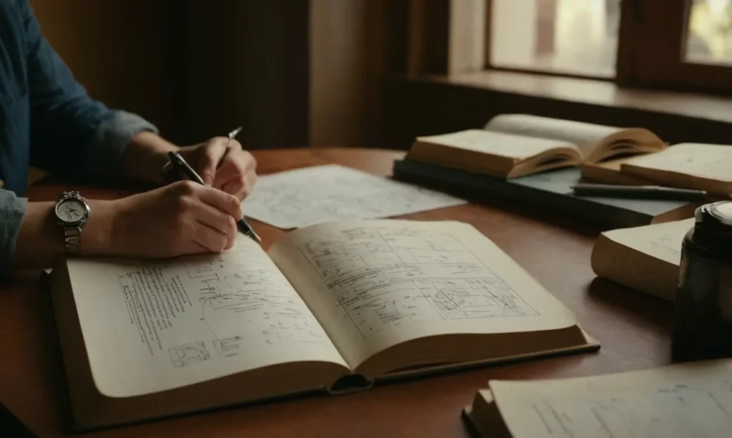 Una persona que estudia un libro abierto sobre una mesa