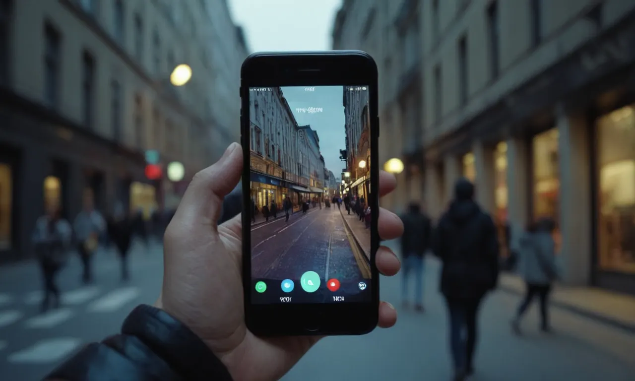 Una persona que usa aplicaciones para smartphones para navegar por una calle de la ciudad.