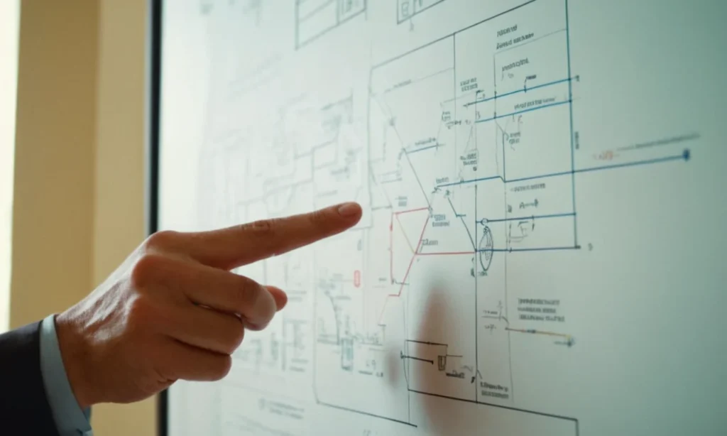 Un experto lingüístico apuntando a un diagrama que ilustra el concepto de denotación.