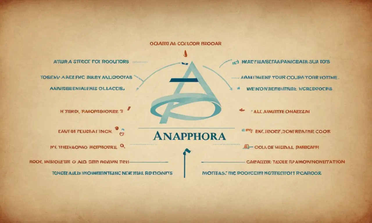 Un diagrama ilustra el concepto anáfora con palabras importantes destacadas en una frase.