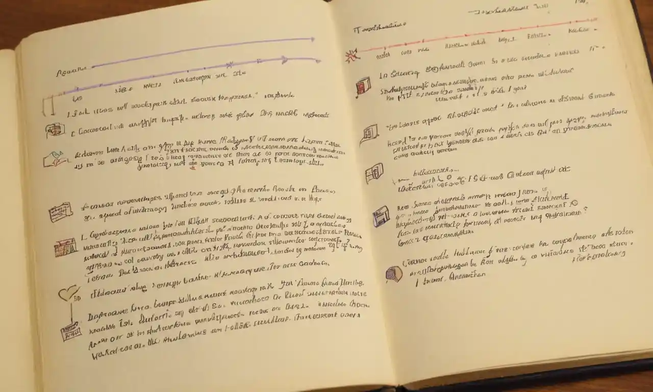 Una página llena de diagramas gramaticales y ejemplos de conjunciones en español.