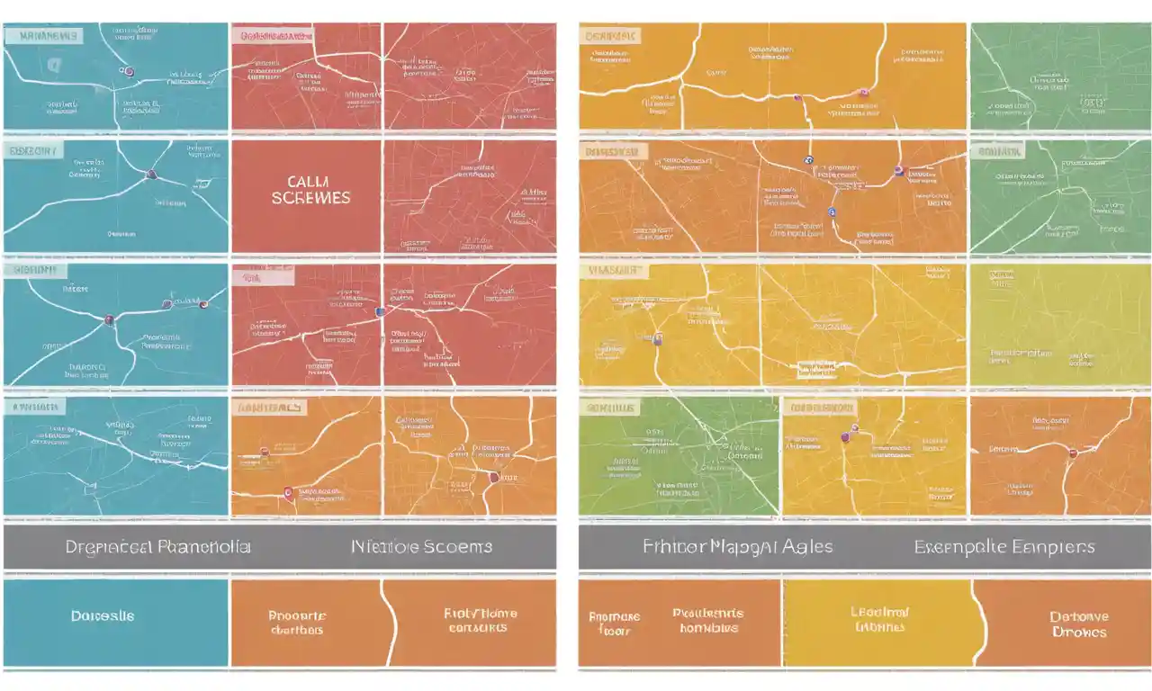 Un diagrama que muestra varios esquemas de mapas conceptuales con ejemplos etiquetados.