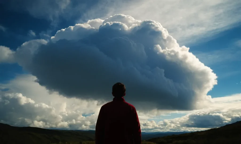 Nubes misteriosas envolviendo a una persona