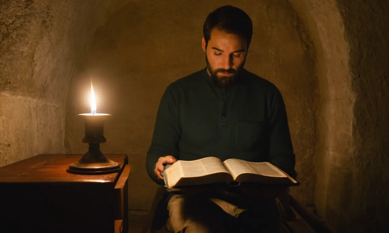 Una persona que lee la Biblia en un espacio tranquilo y contemplativo.