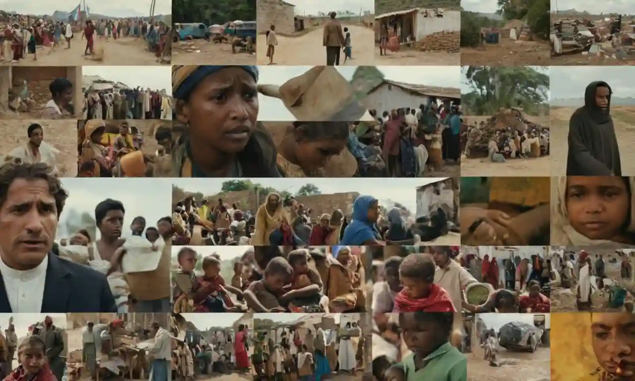 Collage of images depicting different examples of social injustice from around the world, such as poverty, inequality and human rights violations.