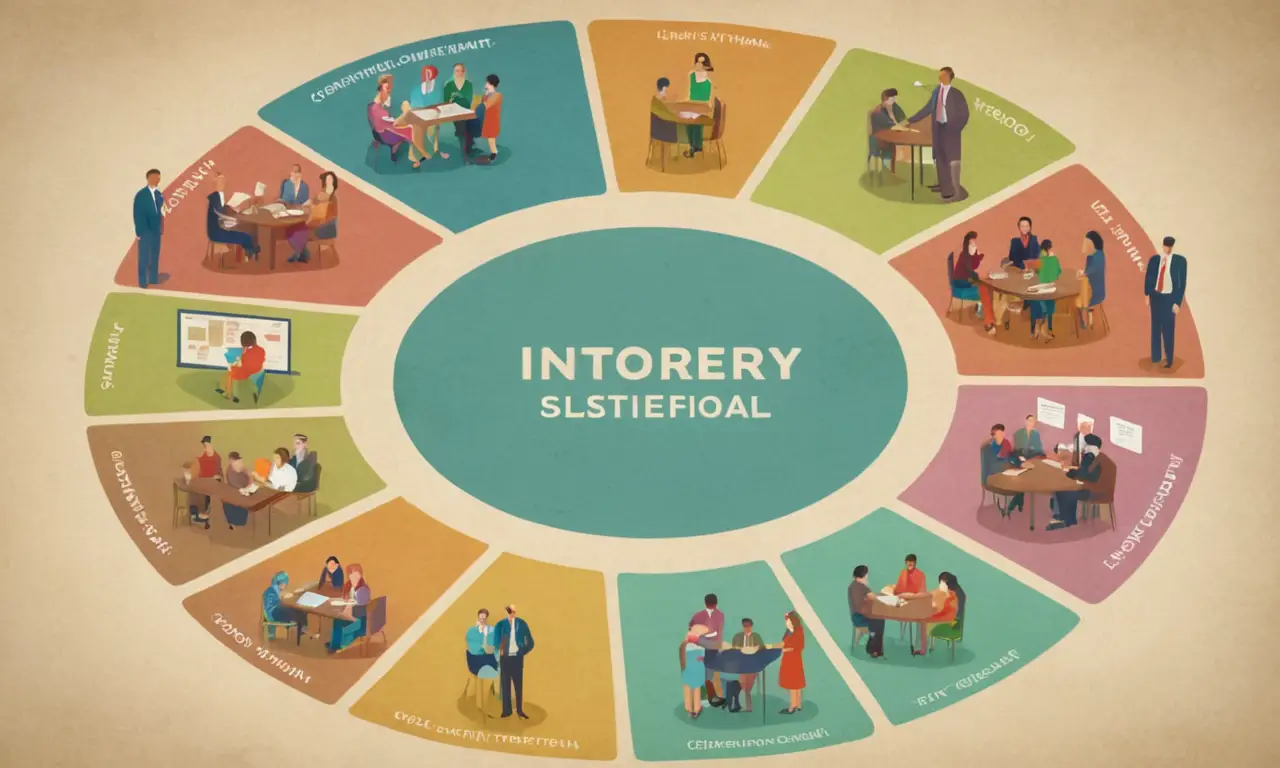 Un diagrama que muestra diferentes tipos de instituciones (familia, gobierno, escuela, etc.) en un círculo.