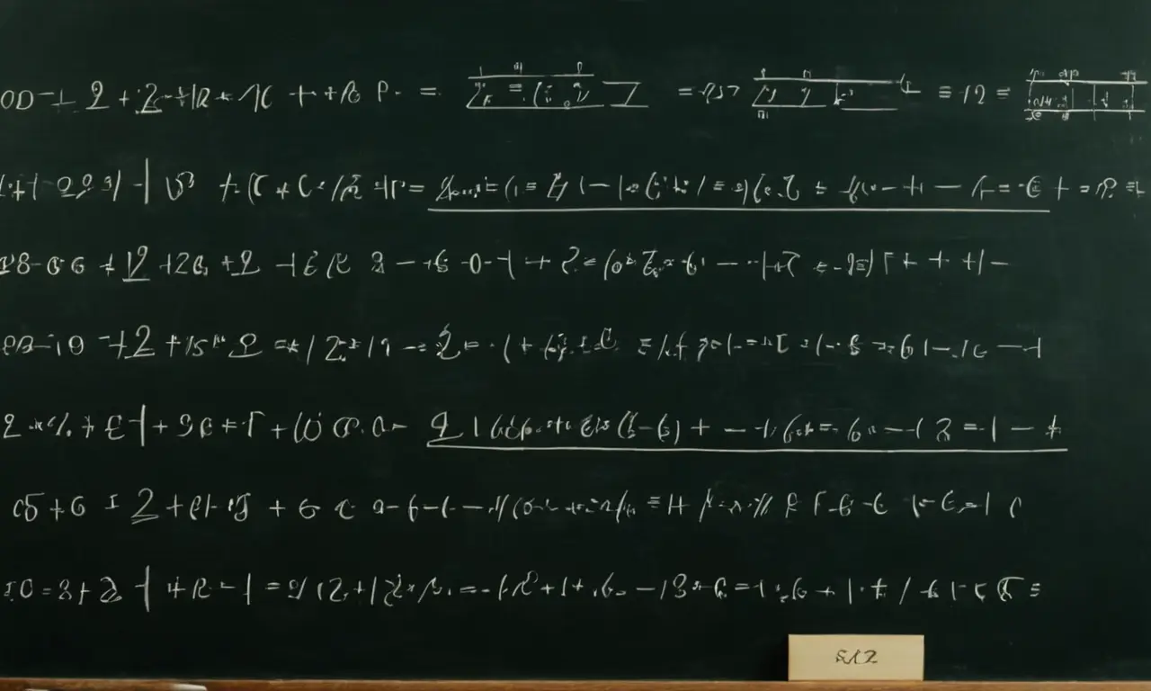 Una ecuación matemática con variables y símbolos en una pizarra.