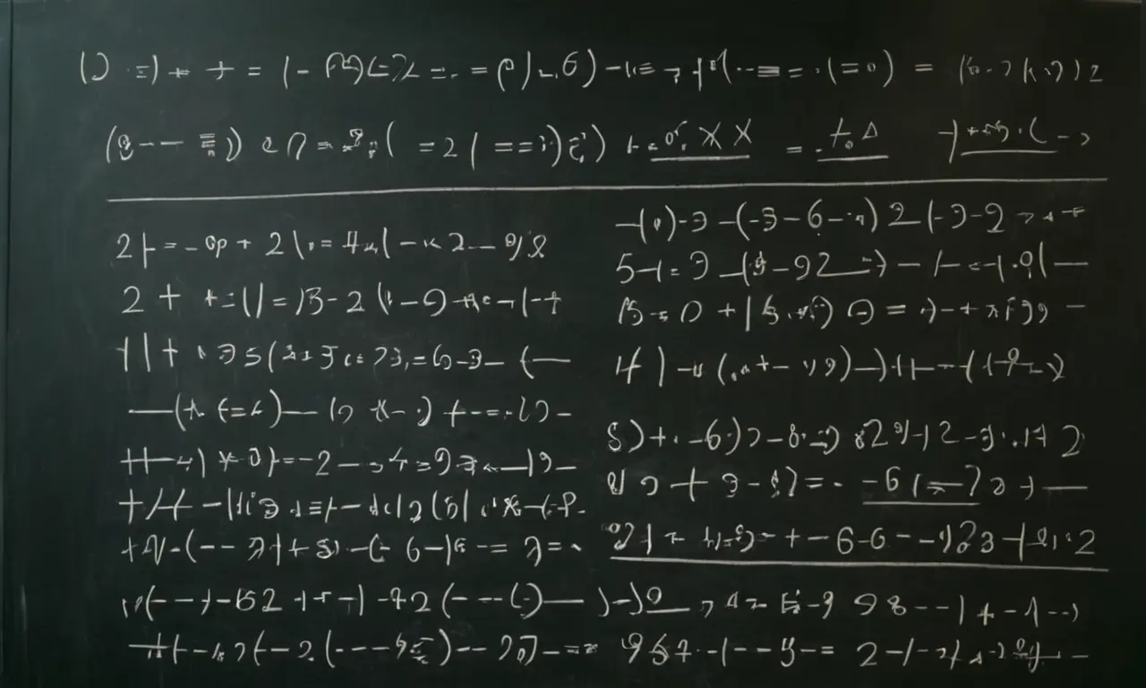 Una ecuación matemática en una pizarra con fórmulas y símbolos.