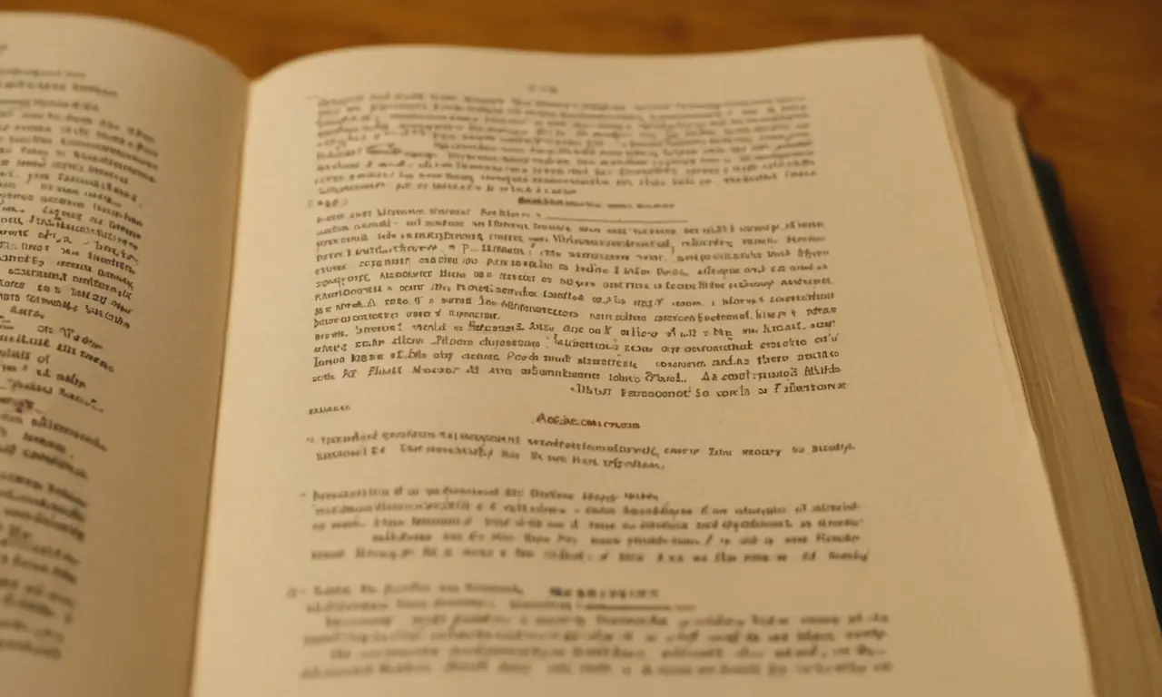 Un primer plano de un libro de análisis literario con notas y pasajes destacados.