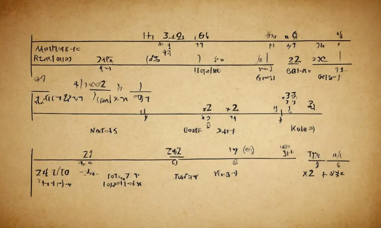 Un diagrama matemático con números racionales, símbolos y ecuaciones.