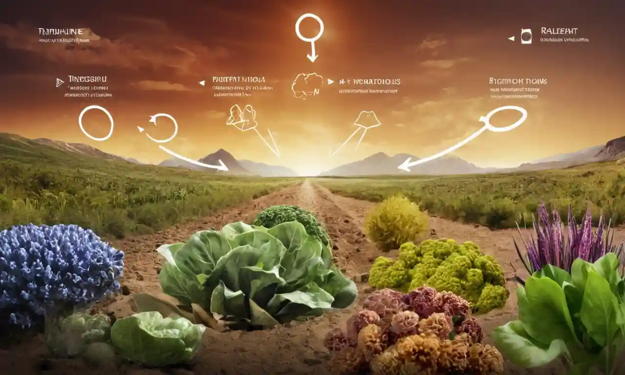 Diversos organismos en diferentes ambientes con flechas y diagramas que muestran flujo de nutrientes.