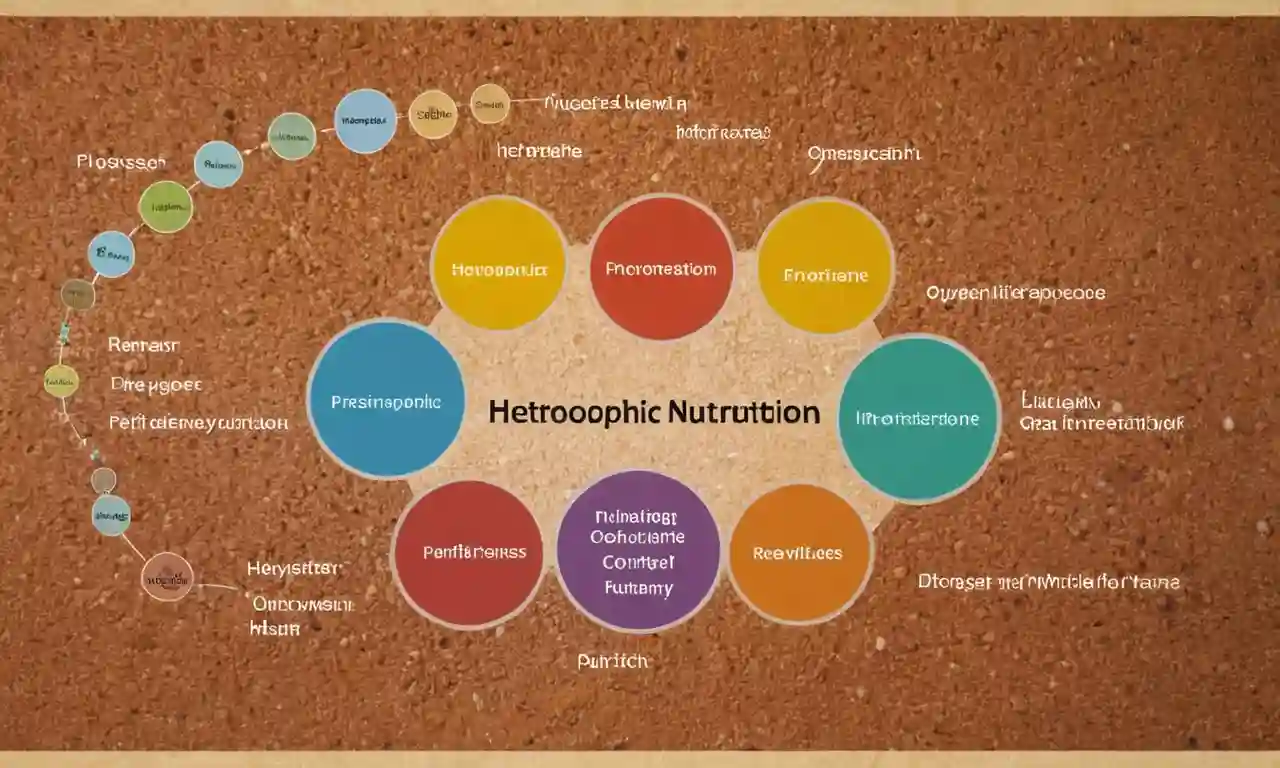 Un diagrama que muestra el proceso de nutrición heterotrófica en organismos.