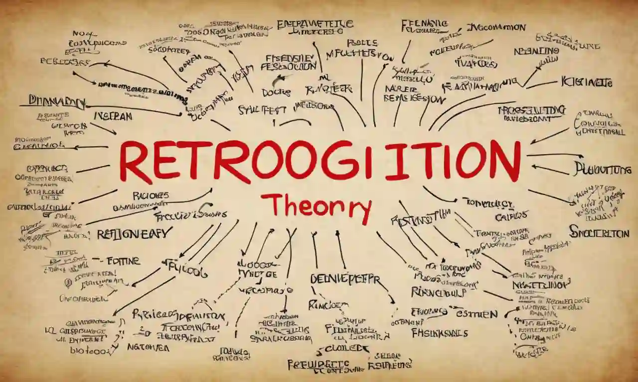 Mapa mental con conceptos y palabras clave relacionadas con la teoría de la percepción de retrocognición.