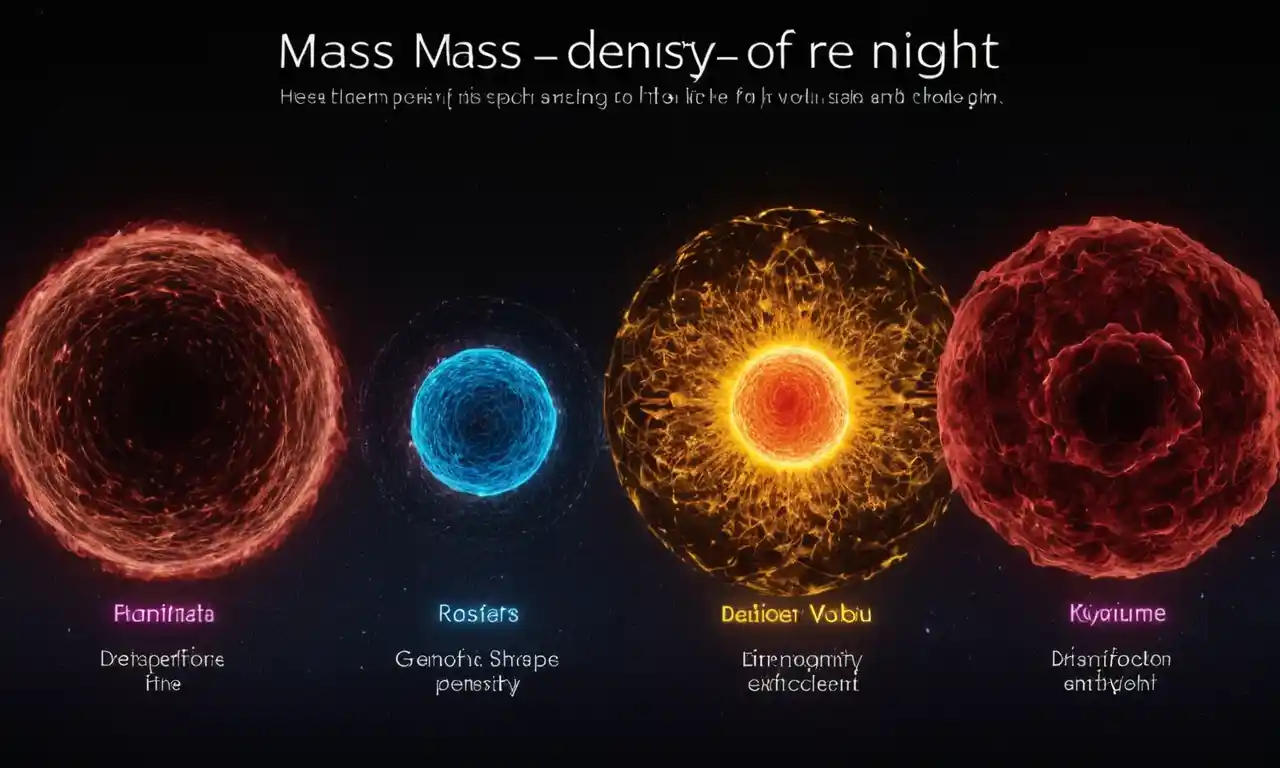 Un diagrama que ilustra las diferentes propiedades de la materia, como la masa, el volumen y la densidad.