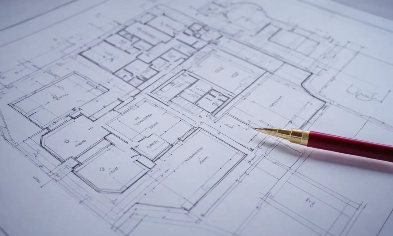 Planes y diagramas arquitectónicos con varios tipos de detalles de construcción en un plano.