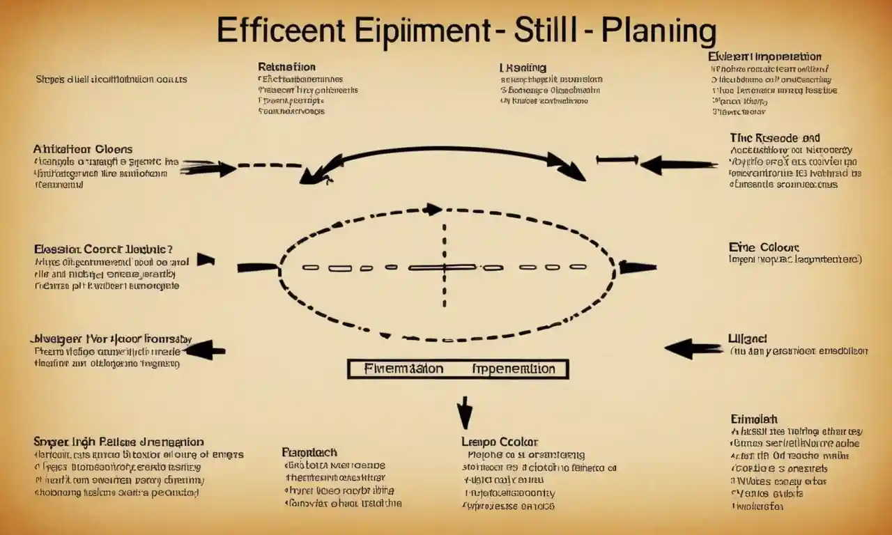 Un diagrama que ilustra los pasos para una planificación eficiente, incluyendo el concepto, el significado y la implementación.