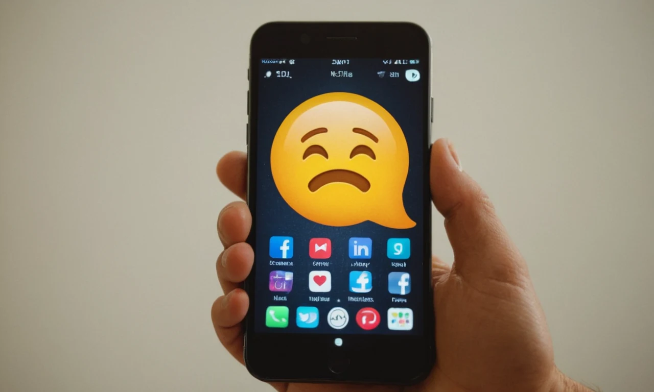 Un emoji de pulgar arriba de varias abreviaturas de redes sociales en una pantalla de smartphone.