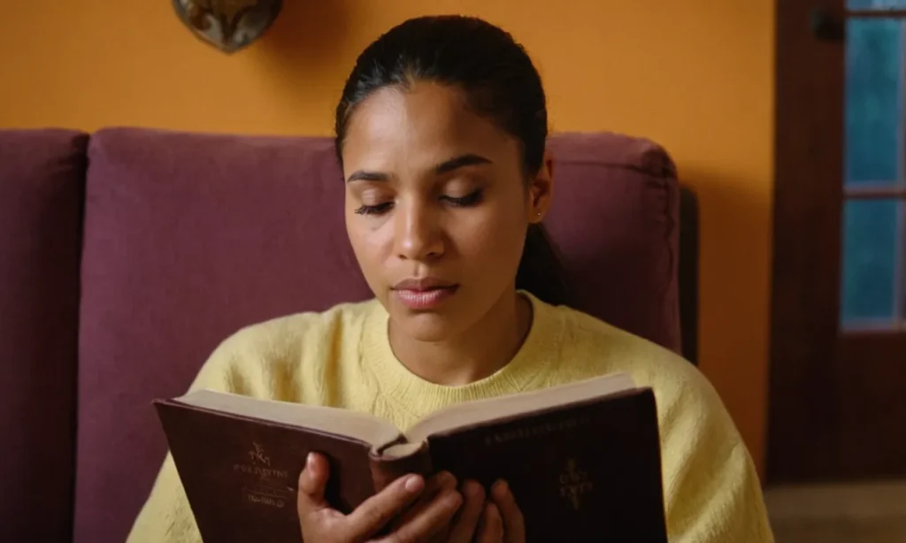 Una persona leyendo una Biblia con una expresión reflexiva en su rostro.