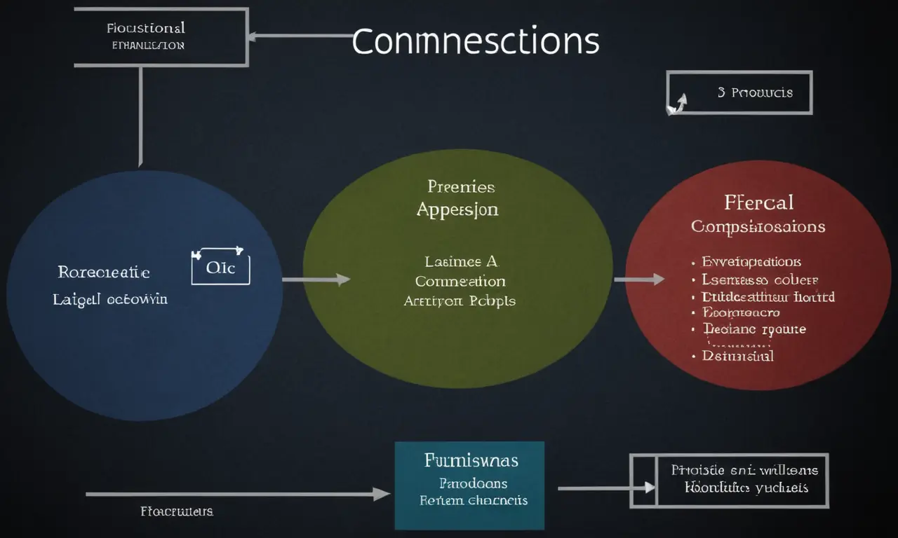 Un diagrama de flujo que muestra conexiones lógicas entre locales y conclusiones.