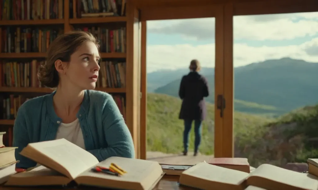 Una persona mirando hacia fuera un hermoso paisaje con una expresión sorprendida