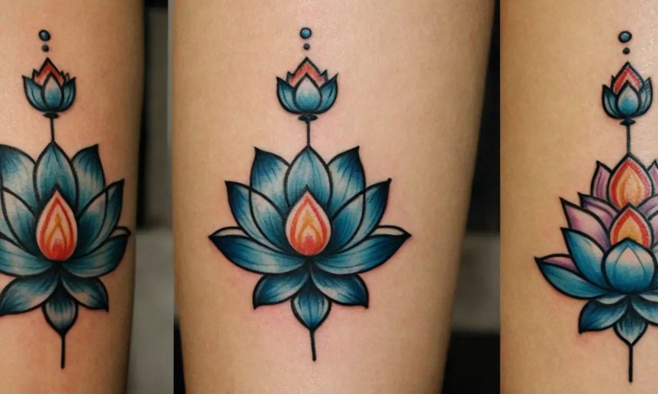 Una colección de flores de loto y sus significados simbólicos en varios diseños de tatuajes.