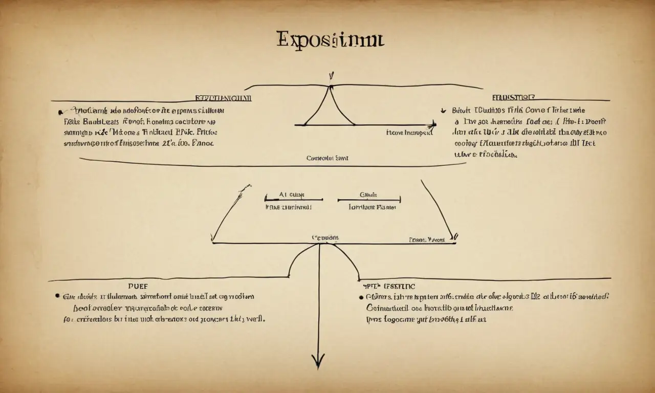 Un diagrama que ilustra la estructura básica de un texto expositivo con encabezados y puntos de bala.