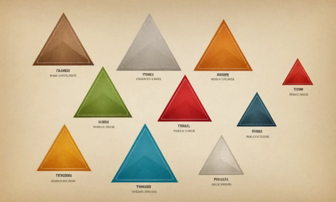 Triángulos de varias formas y tamaños con etiquetas y diagramas detallados.