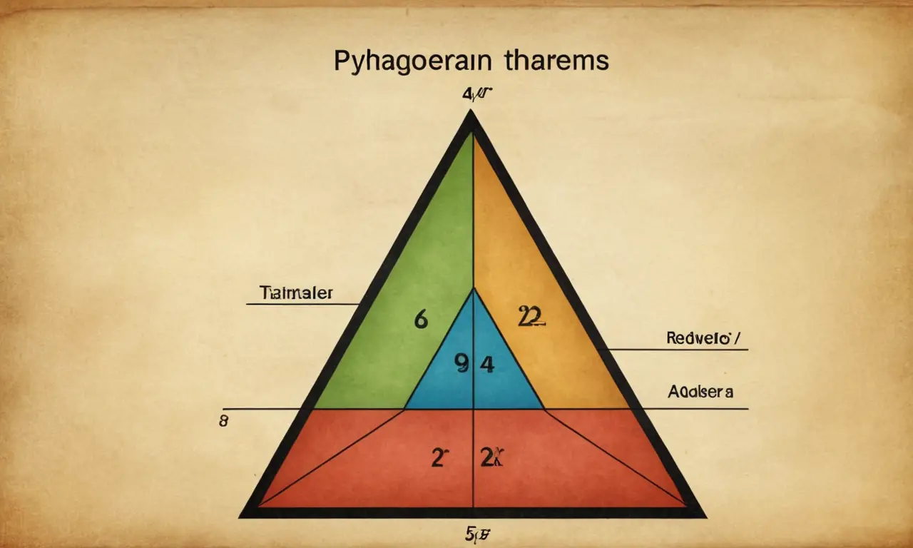 Un diagrama geométrico que muestra la fórmula de teoremas pitagóricos aplicada a un triángulo derecho.