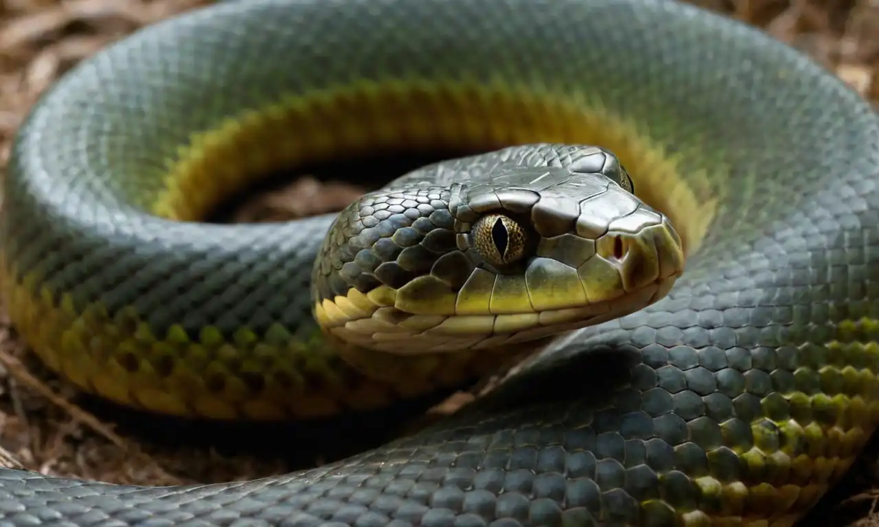 Una serpiente enrollada alrededor de su propio cuerpo, con su cabeza y cola reuniéndose en una representación simbólica.